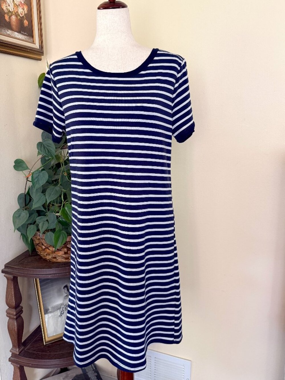 Pink Lily Ask Me To Be Your Love Striped Dress sz L NEW